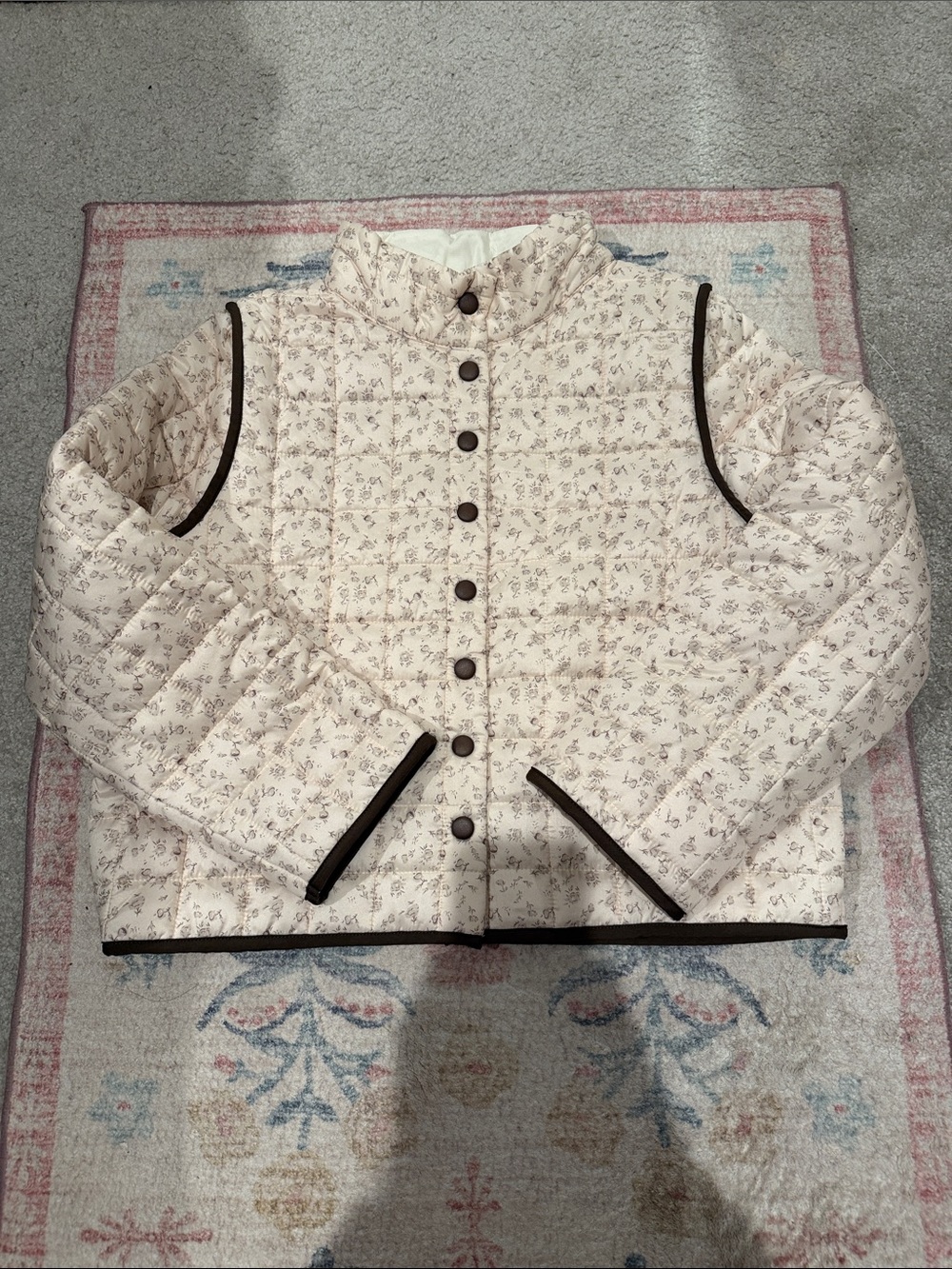 NWT Brown and Cream floral button down fall jacket
